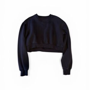 Cropped Navy Blue Crewneck Sweatshirt